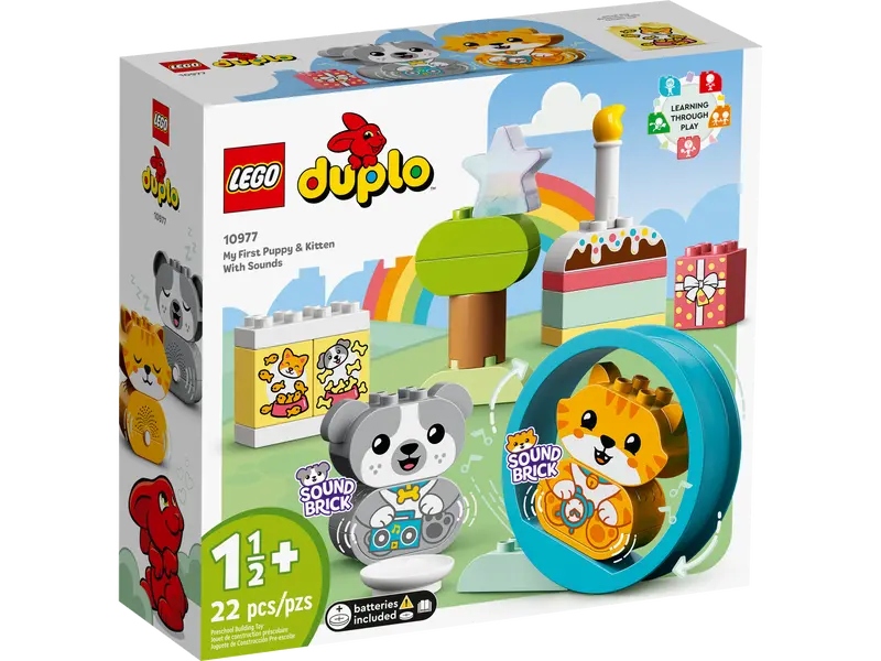 LEGO DUPLO My First Puppy and Kitten 10977 set with sound brick and colourful play pieces for toddlers