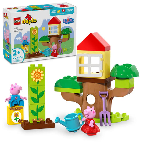 LEGO Duplo Peppa Pig set with treehouse, sunflower, watering can, and Peppa Pig figures by Brick Shack