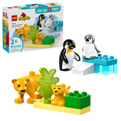 LEGO Duplo Wild Animal Families 10442 featuring animals, building blocks, and a playful scene