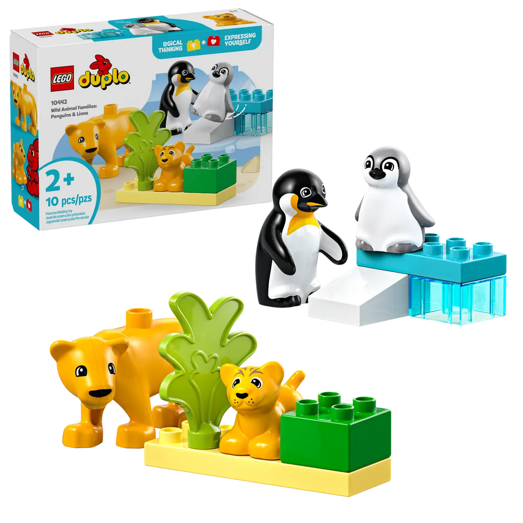 LEGO Duplo Wild Animal Families 10442 featuring animals, building blocks, and a playful scene