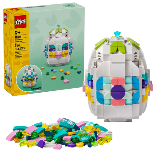 LEGO Easter Egg set by Brick Shack with colourful decorative pieces and 386 bricks in boxed set