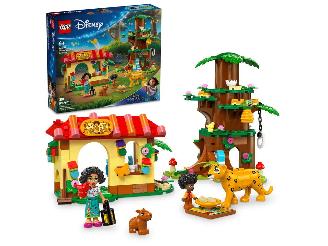 LEGO Encanto Antonio's Animal Sanctuary 43251 featuring vibrant trees and playful animals for creative fun