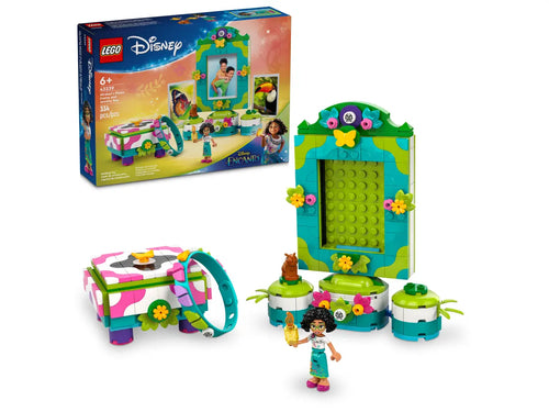 LEGO Encanto jewellery box set by Brick Shack featuring colourful buildable jewellery box and character figure