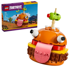 LEGO Fortnite Durrr Burger set with cartoonish burger design and large tongue in boxed set