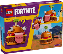 Load image into Gallery viewer, LEGO Fortnite Durrr Burger set boxed set featuring a burger-themed toy build with eyes and tongue
