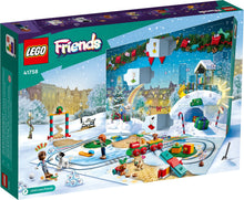 Load image into Gallery viewer,  LEGO Friends Advent Calendar 2023 boxed set with winter-themed festive scenes and mini figures
