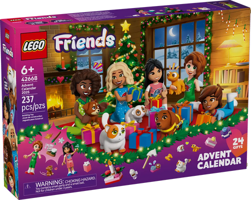 LEGO Friends Advent Calendar 2025 42668 featuring 24 gifts and festive scenes for creative play