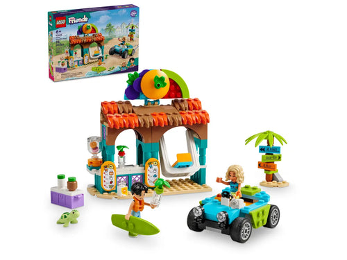 LEGO Friends Beach Smoothie Stand set with smoothie shop, surfboard, car, and mini-figures from Brick Shack