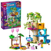 Load image into Gallery viewer, LEGO Friends Cat Birthday Party set 42666 with treehouse, characters, and festive decorations for creative play

