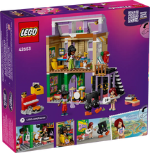 Load image into Gallery viewer, LEGO Friends Music Shop set 42653 featuring vibrant interior and mini-figures playing instruments
