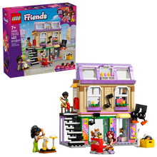 Load image into Gallery viewer, LEGO Friends Music Shop set 42653 with musicians, instruments, and a vibrant building design
