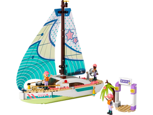 LEGO boxed set by Brick Shack featuring a sailboat with colourful sails and mini figures on board