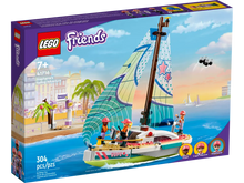 Load image into Gallery viewer, LEGO Friends Stephanie&#39;s Sail Adventure boxed set with sailboat and three mini-doll figures for ages 7 and up
