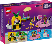 Load image into Gallery viewer, LEGO Friends Unicorn Flamingo set boxed by Brick Shack featuring minifigures with flamingo and unicorn float accessories
