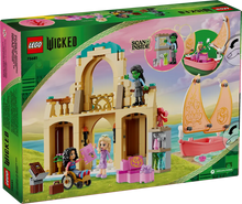Load image into Gallery viewer, LEGO boxed set featuring LEGO Glinda Elphaba Nessarose characters with castle and boat playset
