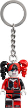 Load image into Gallery viewer, LEGO Harley Quinn key chain 854238 featuring a vibrant mini figure with red and black hair
