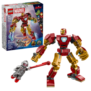 LEGO Iron Man Mech set with Iron Man and Ultron minifigures and 101 pieces in boxed set