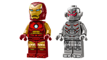 Load image into Gallery viewer, LEGO Iron Man Mech set featuring detailed Iron Man and Ultron minifigures 
