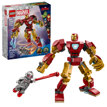 Load image into Gallery viewer, LEGO Iron Man Mech vs Ultron set 76307 with Iron Man figure and Ultron robot, ideal for Marvel fans
