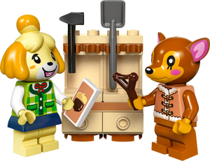 Isabelle and deer figures with gardening tools from Isabelle's House Visit LEGO boxed set by Brick Shack