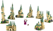 Load image into Gallery viewer, LEGO Harry Potter Hogwarts Castle polybag Brick Shack showing tan and green micro castle towers and Dumbledore minifigure
