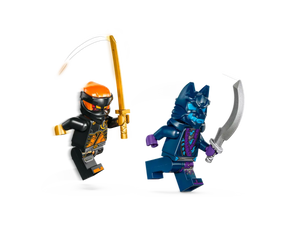 Brick Shack LEGO Ninjago Cole's Elemental Earth Mech boxed set showing Cole minifigure and wolf like enemy in action