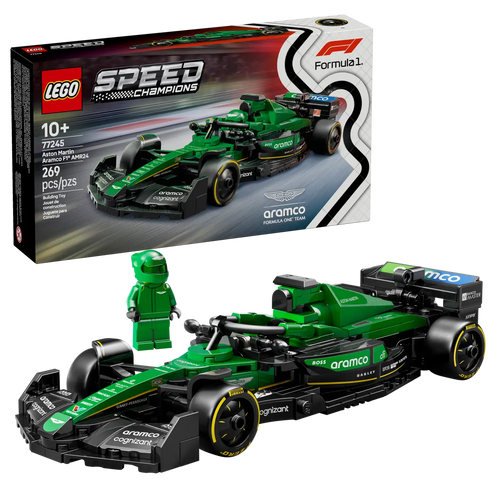 Brick Shack boxed LEGO Speed Champions Aston Martin set with green Formula One car and driver minifigure 269 pieces