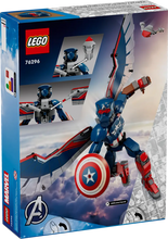 Load image into Gallery viewer, LEGO boxed set featuring LEGO Marvel Captain America figure with shield and wings
