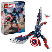 Load image into Gallery viewer, LEGO Marvel Captain America figure boxed set with 359 pieces and buildable wings and shield
