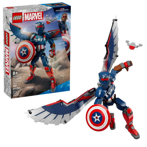 LEGO Marvel Captain America figure boxed set with 359 pieces and buildable wings and shield