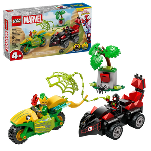 LEGO Marvel Spin and Electro set featuring Spin Spider and Electro vehicles with 124 pieces