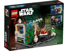 Load image into Gallery viewer, LEGO Star Wars box for the LEGO Millennium Falcon Holiday Diorama set featuring festive minifigures and holiday decorations
