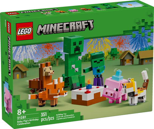 LEGO Minecraft Baby Pig's Birthday Celebration Set 21281 with 351 pieces for creative play