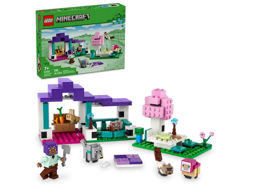 LEGO Minecraft Animal Sanctuary set 21253 with vibrant bricks, figures and a tree for imaginative play