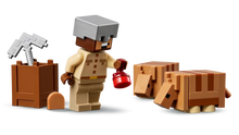Load image into Gallery viewer, LEGO Minecraft Armadillo Mine Expedition set featuring character with lantern and two armadillos by Brick Shack
