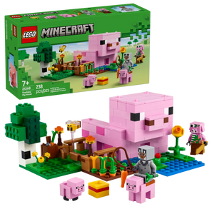 LEGO Minecraft Baby Pig House set with pink pig, garden, tree, and mini-figure by Brick Shack
