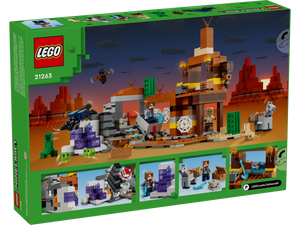 LEGO Minecraft Badlands Mineshaft set featuring desert mine build with figures and animals