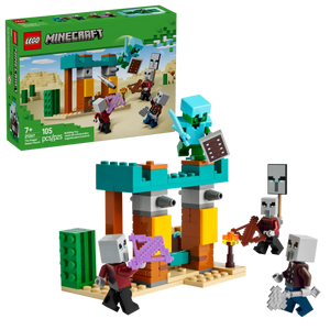 LEGO Minecraft Illager set with minifigures and buildable desert structure 