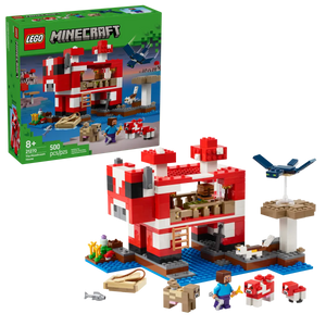 LEGO Minecraft Mooshroom House set boxed set with red and white mooshroom build and character figures