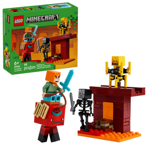 LEGO Minecraft Nether set by Brick Shack featuring characters and lava battle scene with building elements