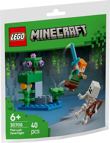 LEGO Minecraft Polybag Set 30705 The Lush Cave Fight with 40 pieces featuring a hero and skeleton