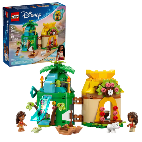 Moana’s Island Fun LEGO 43260 boxed set by Brick Shack featuring Moana characters and island buildings