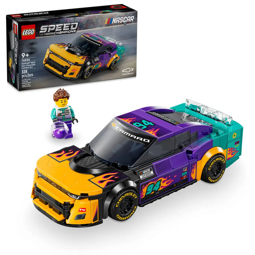 LEGO NASCAR Chevrolet Camaro ZL1 set by Brick Shack with detailed race car and minifigure in vibrant colours