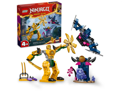 LEGO Ninjago Arin's Battle Mech boxed set by Brick Shack with yellow mech, blue figure and accessories