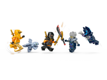 Load image into Gallery viewer, LEGO Ninjago Arin&#39;s Ninja Off-Road Buggy minifigures in action with weapons from Brick Shack boxed set
