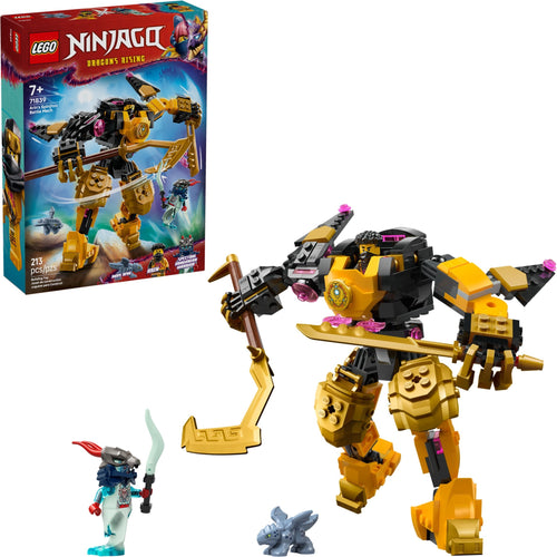 LEGO Ninjago Arin's Spinjitzu Battle Mech boxed set with 213 pieces and minifigures for creative play