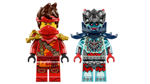 LEGO Ninjago Kai motorcycle set minifigures featuring Kai and a blue armored antagonist