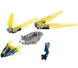 Nya and Arin's Dragon Battle LEGO Brick Shack boxed set showing blue gold dragon head translucent yellow wings and hull pieces