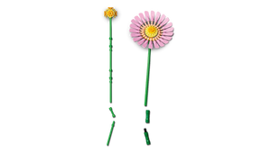 LEGO Petite Sunny Bouquet set by Brick Shack featuring detailed pink and yellow flower builds on green stems