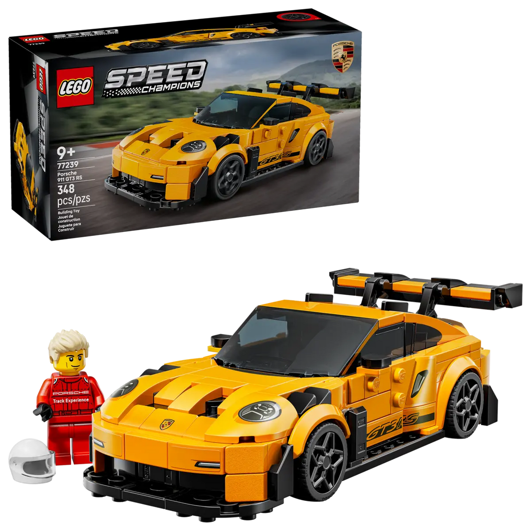 LEGO Porsche 911 GT3 RS Speed Champions 77239 boxed set with car model and mini-figure